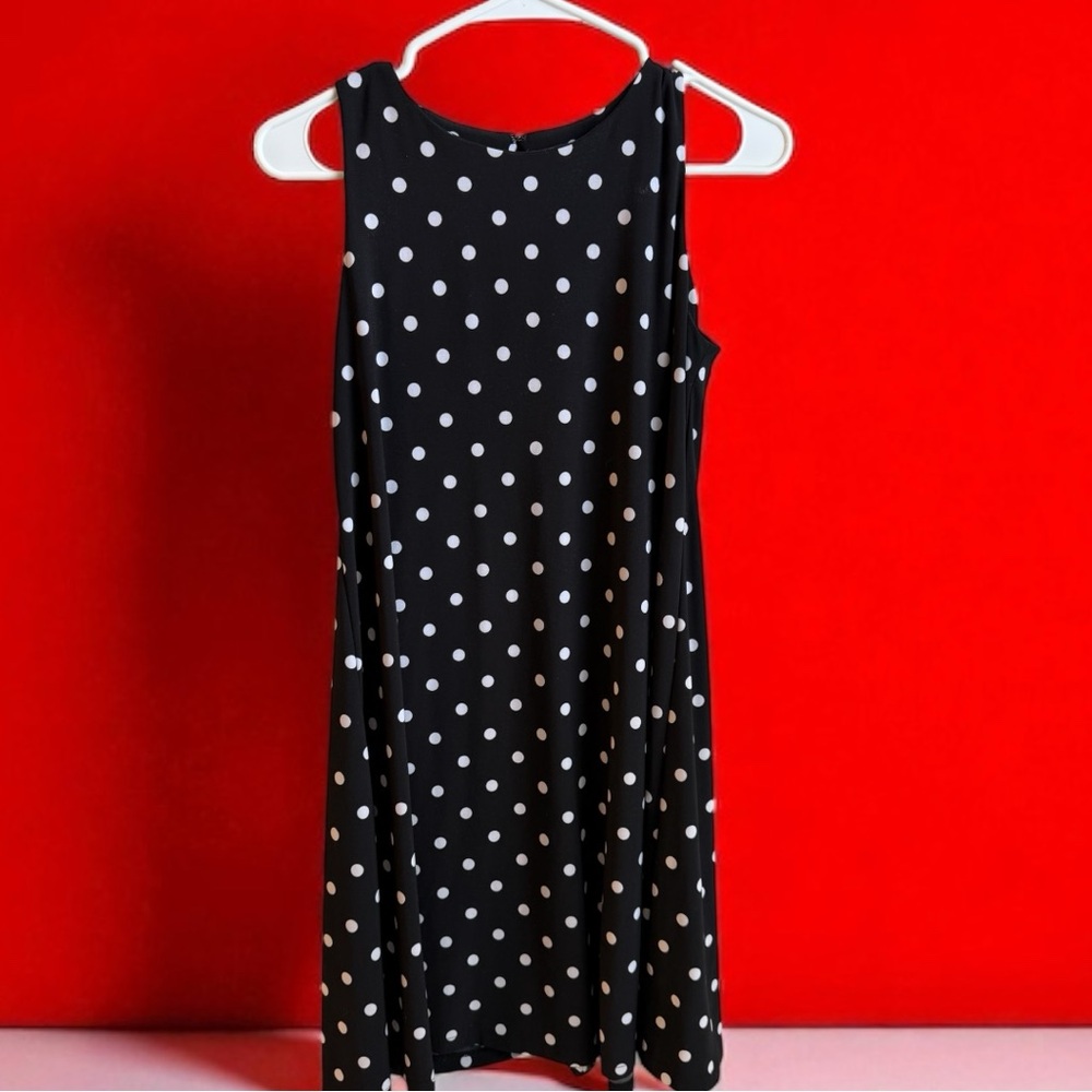 Chaps Black and White Halter Sundress Sleeveless Casual